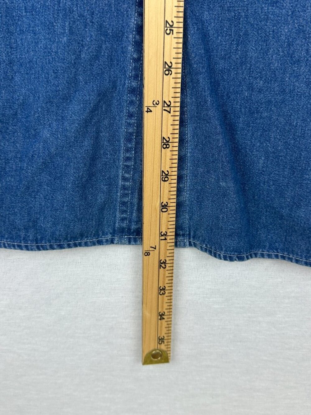 WOMEN'S CTS BLUES COTTON DENIM SHIRT WITH LEATHER FLOWER END GLASS BEAD SIZE 30 - Picture 10 of 12